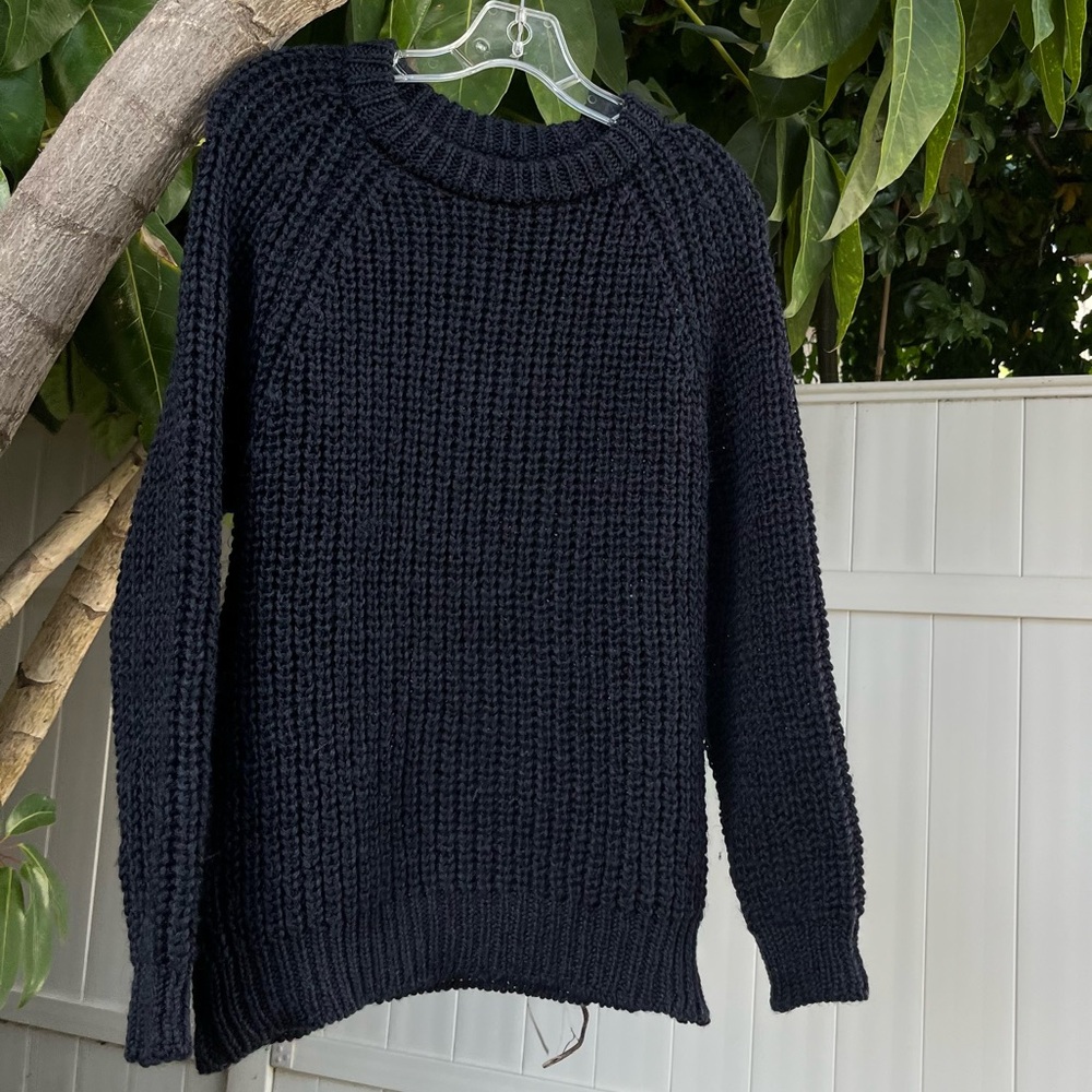 Our Legacy Bug Rib Roundneck Raglan Sweater in Navy.